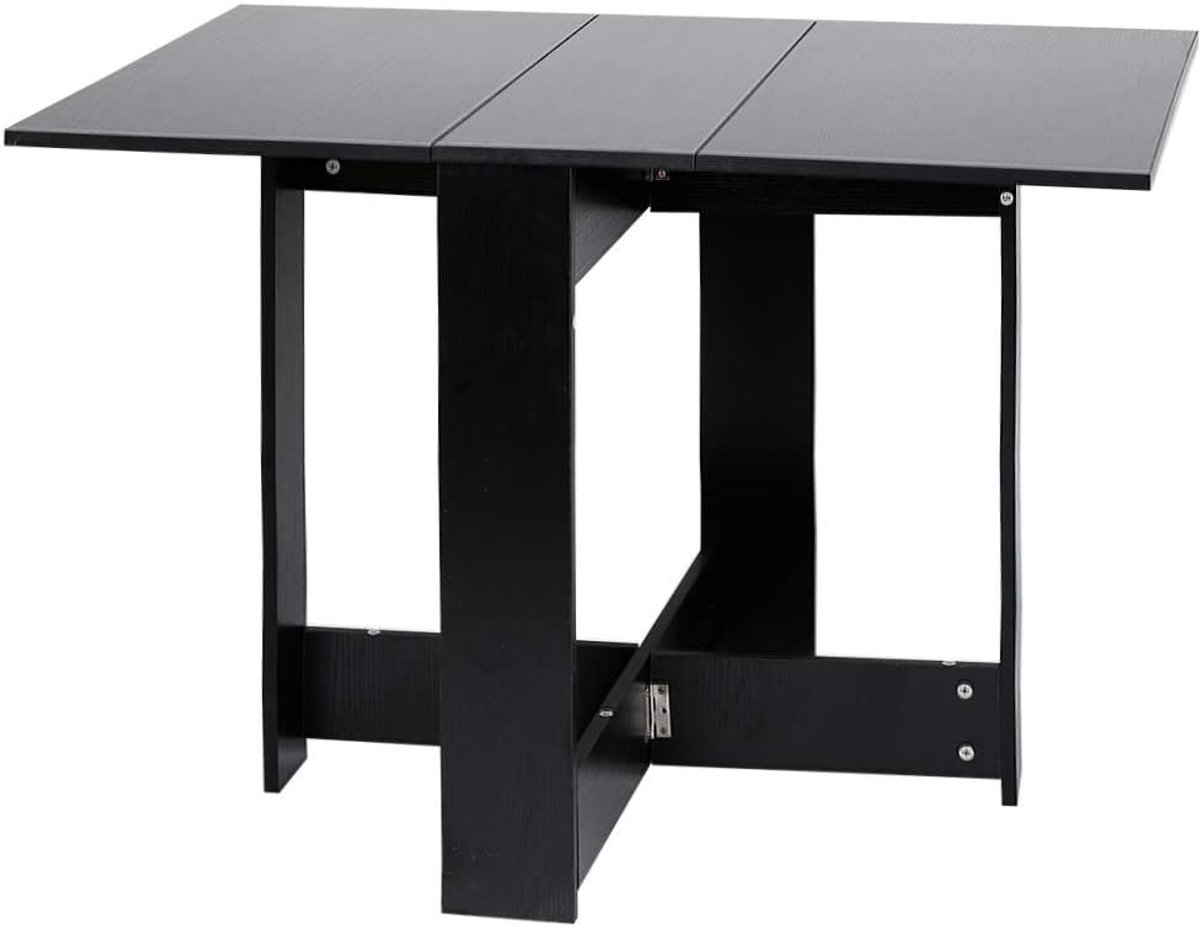 Inklapbaar, spaanplaat, melamine, woonkamer, tafel, 103 x 73,4 x 76 cm (zwart)
