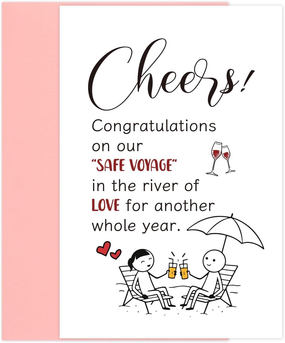 Jubileumkaarten voor Koppels, Mooie Gelukkige Jubileumkaarten met Envelop Schattig Patroonontwerp voor Vriend Vriendin of Vrouw Echtgenoot Herdenkingscadeau