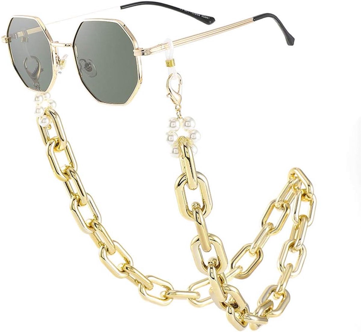 Mode Parels Zonnebril Ketting Gouden Brillen Ketting Glazen Accessoires Voor Brillen En Zonnebril, Goud
