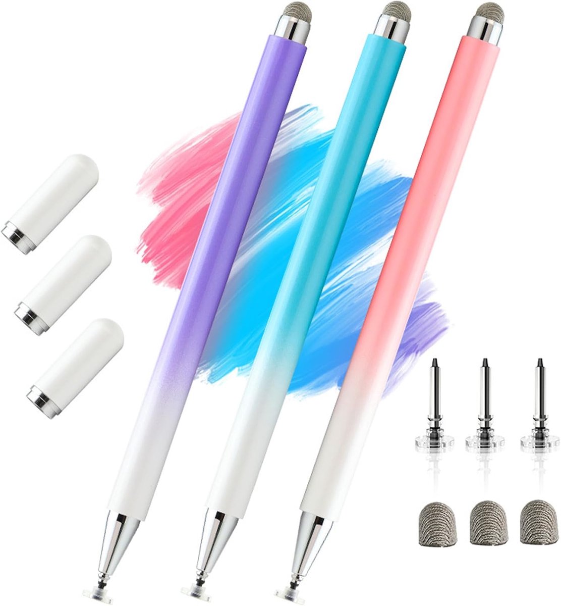 Stylus voor tablets en smartphones, 3 stuks pennen voor Samsung/Xiaomi/Lenovo/iPhone/tablet, compatibel met iPad Pro/Mini/Air