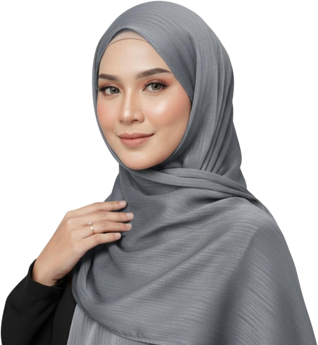 Zijden hijab voor dames, elegante gekreukte hijab wikkelsjaal, zachte ademende lange sjaal, lichtgewicht, glad, bescheiden hoofdbedekking