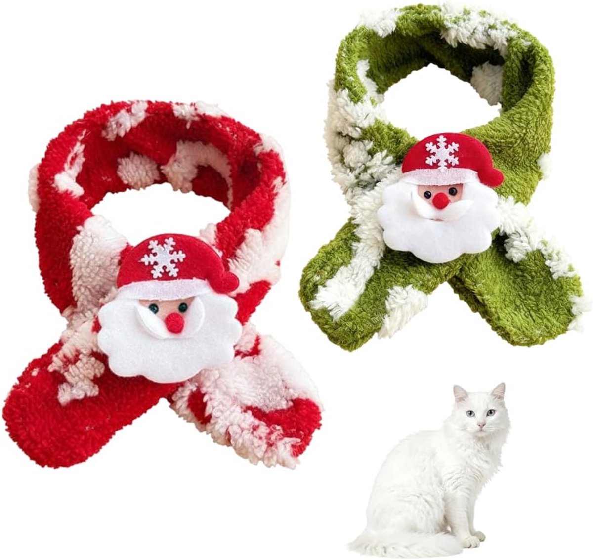 Kerstkostuum voor honden, verstelbare warme katten kerstmuts met sjaal, feestelijke kerstoutfit, foto-rekwisieten voor puppy's en kittens