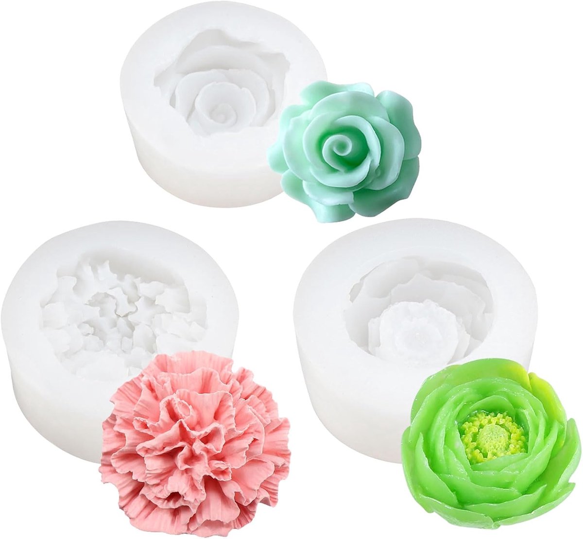 3 Stuks 3D Bloemen Siliconenvorm,Siliconen Gietvormen