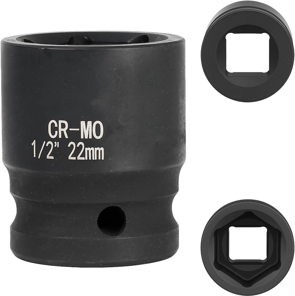 Dopsleutel 22 mm 1/2 inch 6-kant, slagdop 1/2 22 mm chroom-molybdeenstaal CR-MO (zwart)