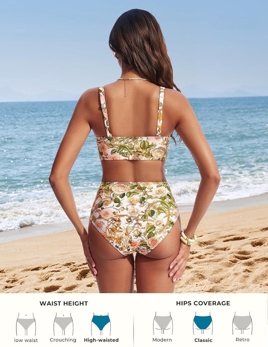 Nikole Dames bikini hoge taille cut-out badpak buikweg badmode push-up tweedelige bikini set V-hals badkleding