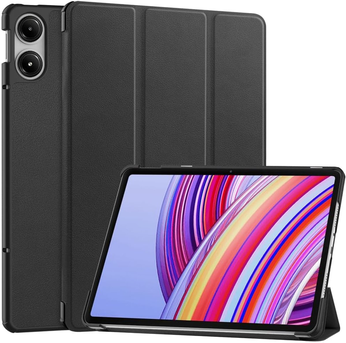 Custer Hoesje voor Redmi Pad Pro 12.1 / Xiaomi Poco Pad 2024, Ultradun PU-leer Case - Zwart