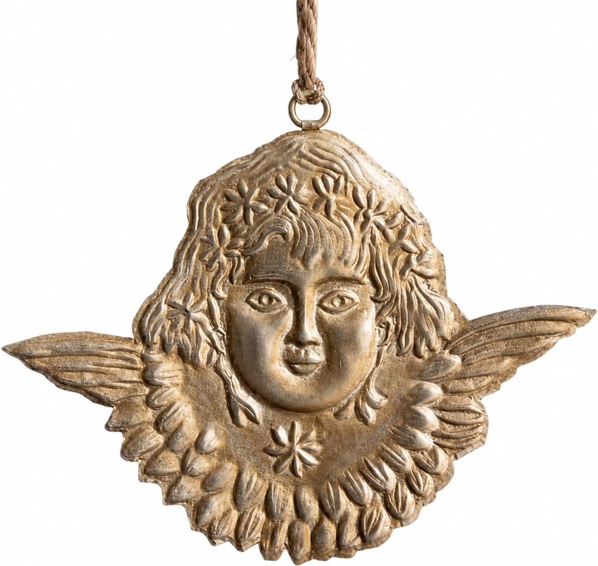 Ex-Voto Hanglamp Angel gehamerd lengte van 11 cm en een hoogte van 13 cm