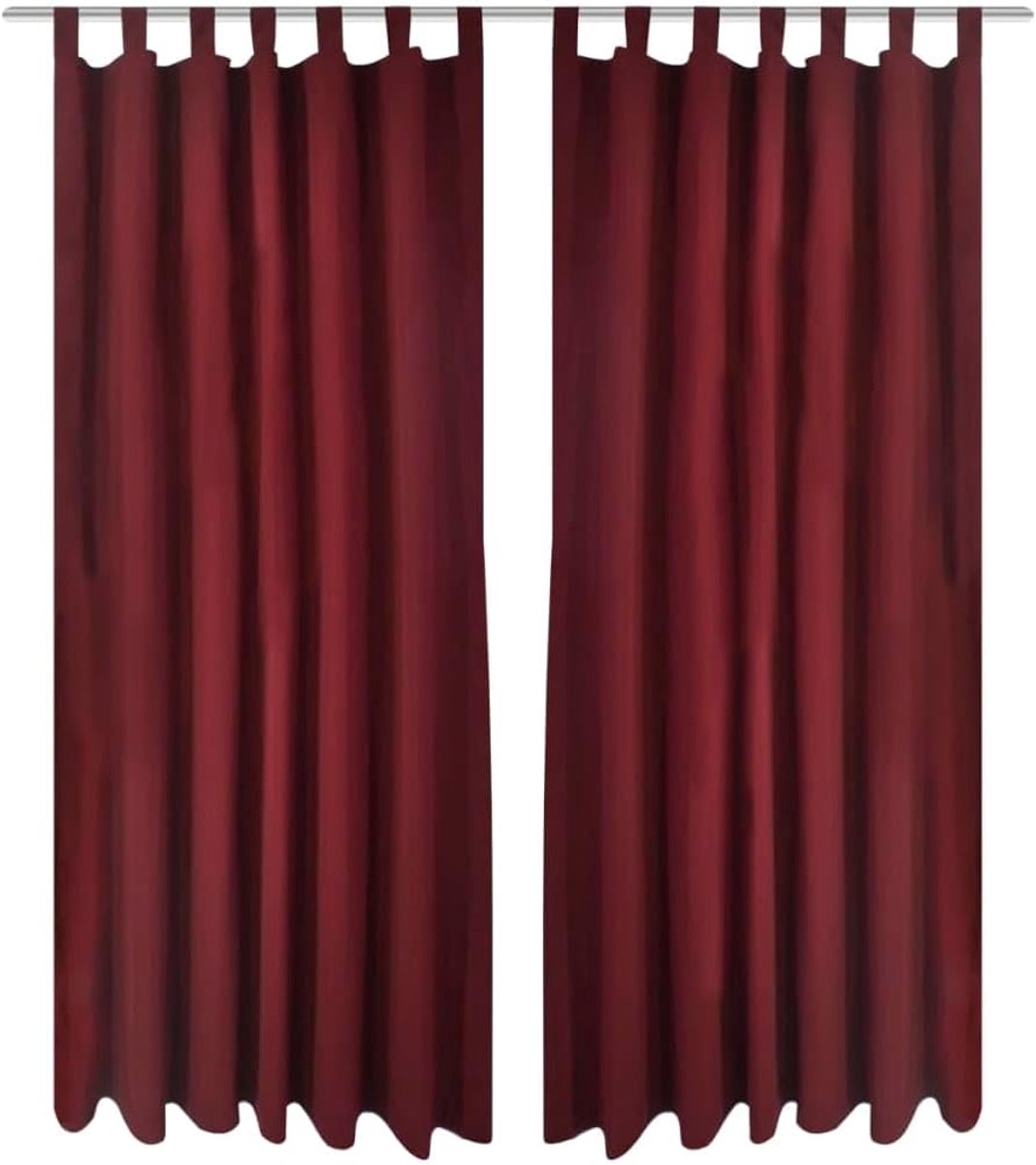 Gordijnen, 2-delig, 140 x 245 cm, donkerrood, voor woonkamer en slaapkamer, polyester gordijnen met band, lichtdoorlatende privacy, tijdloos design, gezellig