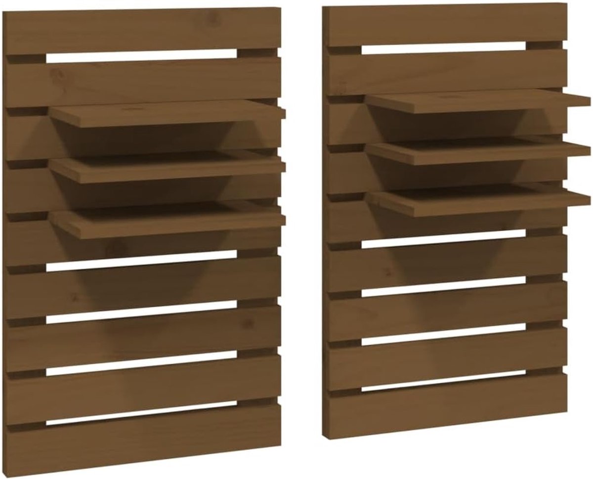 Plank zwevende plank badkamerrek kleine plank muur - wandnachtkastjes 2 stuks. Honingbruin massief grenen voor kantoor woonkamer slaapkamer badkamer