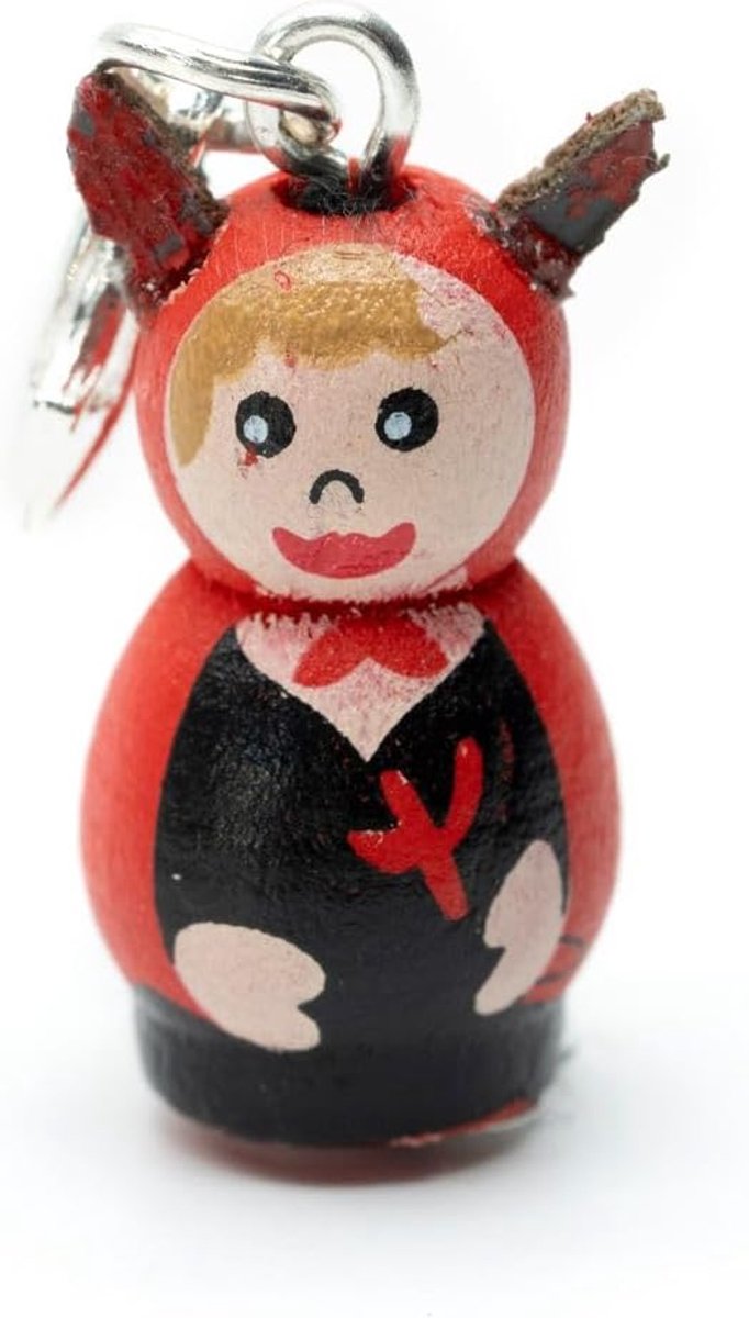 Teufel gelukspopje bedelhanger Devil Belzebub geluksbrenger - handgemaakte modesieraden I kettinghanger verzilverd - bedelarmband - hanger voor armband, 13mm, Kunststof