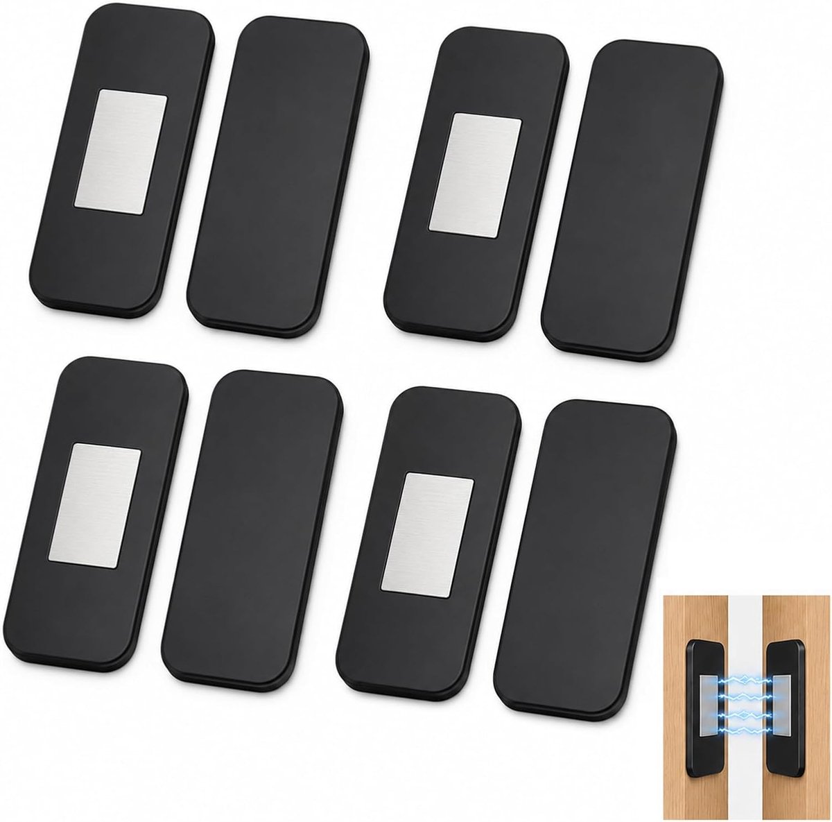 Magneten, 4 stuks, ultradunne magnetische deurstopper, magneten voor meubels, deursluiters, deursluiters, sterke magneet zonder schroeven, voor keuken, laden en schuifdeuren