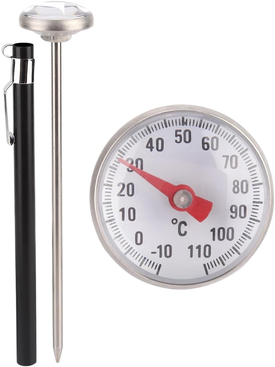 Temperatuurweergave voor levensmiddelen, thee, wijzerplaat, draagbare thermometer van roestvrij staal, sonda, temperatuurmeter voor het koken, melkpoederthermometer