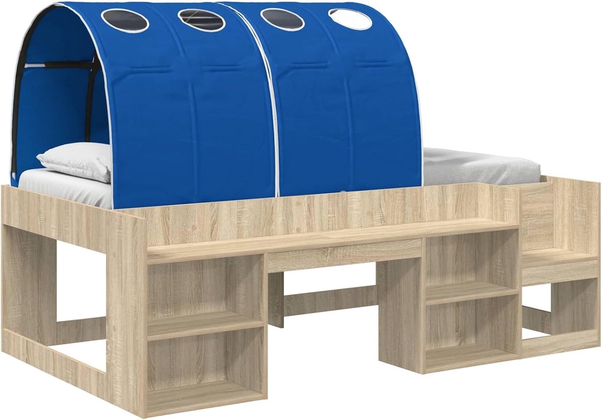 3 stuks, Sonoma-eiken en blauw, technisch hout