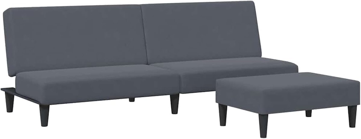 Slaapbank 2-zits met voetenbank donkergrijs fluweel, slaapbank dagbed slaapbank voor woonkamer logeerkamer kleine appartementen 3216232