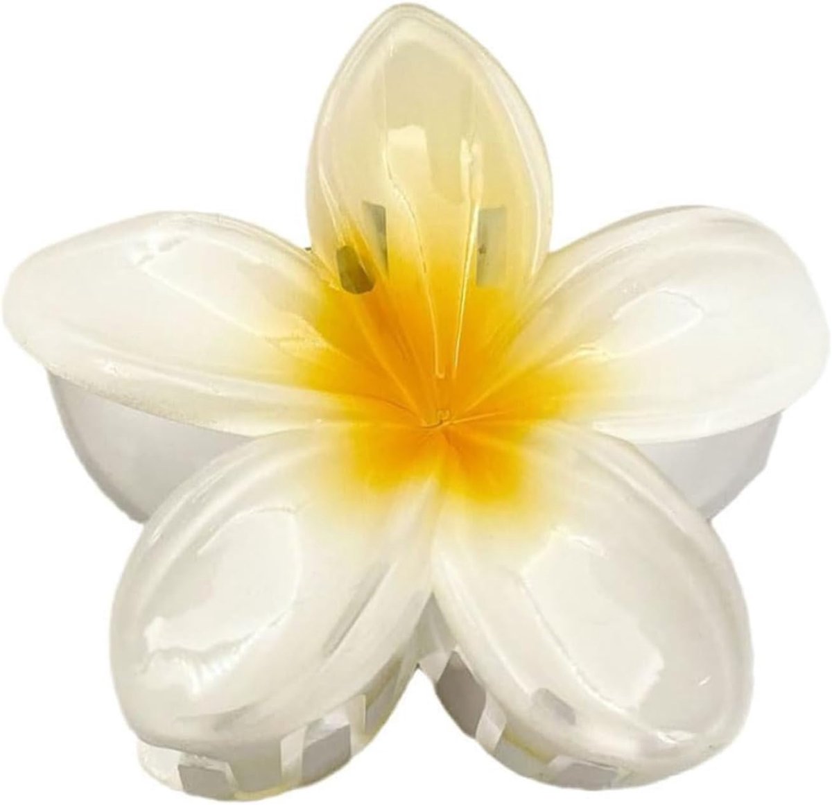 Haarclip met bloemen, antislip, grote haarklem voor dik en dun haar (witte haarclips)