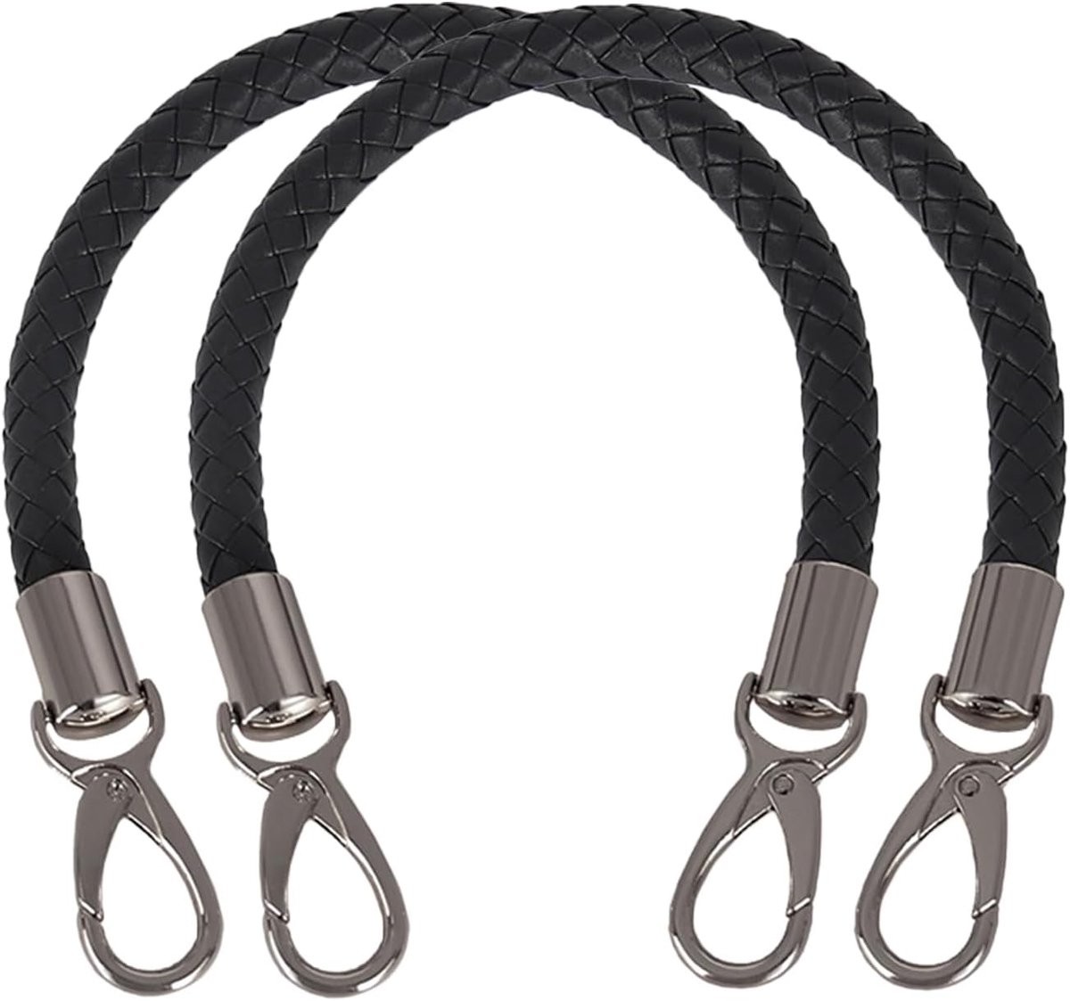 2 stuks 40 cm lederen tassengrepen met karabijnhaak, vervangingsgreep voor handtassen, schouderband voor tassen, lederen handvat voor tassenmakerij, zwart