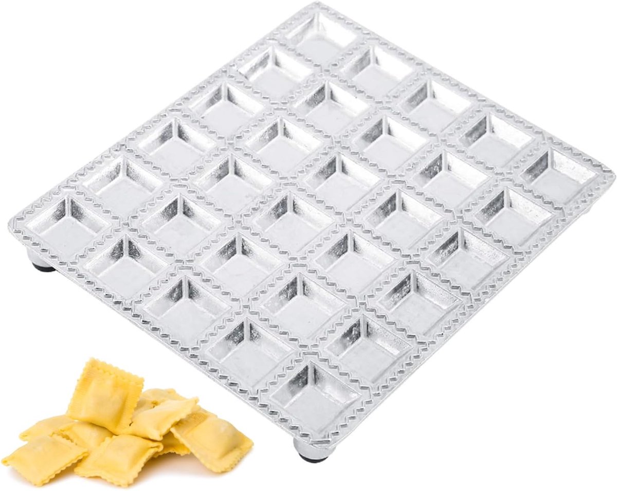 Ravioli-vorm Van Aluminiumlegering, 30 Gaten Knoedelgebakvormmaker Mini-vierkanten Ravioli-maker Keukengereedschap