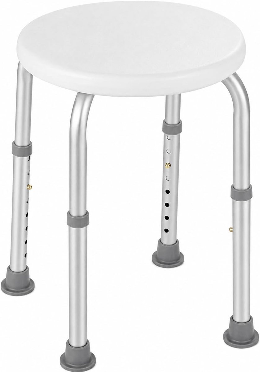Douchekruk, badstoel, douchestoel, antislip en waterdicht, lichtgewicht aluminium, badkamer, senioren, gehandicapten, zwangere vrouwen, volwassenen en kinderen, wit
