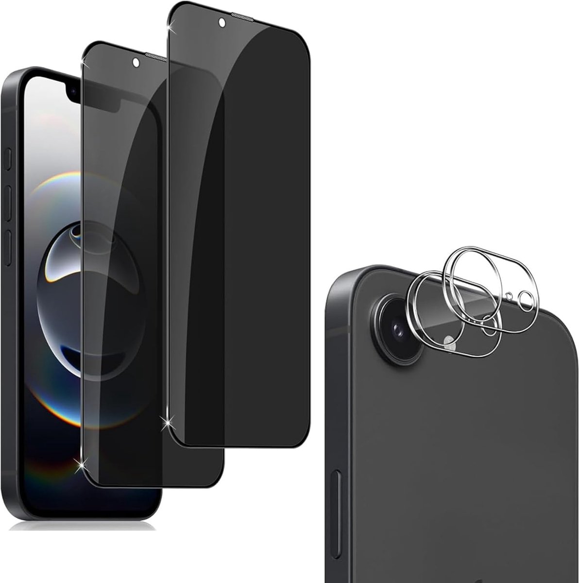 Screen Protector voor iPhone 17E, 2 stuks pantserbescherming glasfolie met 2 stuks camerabescherming, Beschermglas Anti-kras, Gerhard Glas 9H