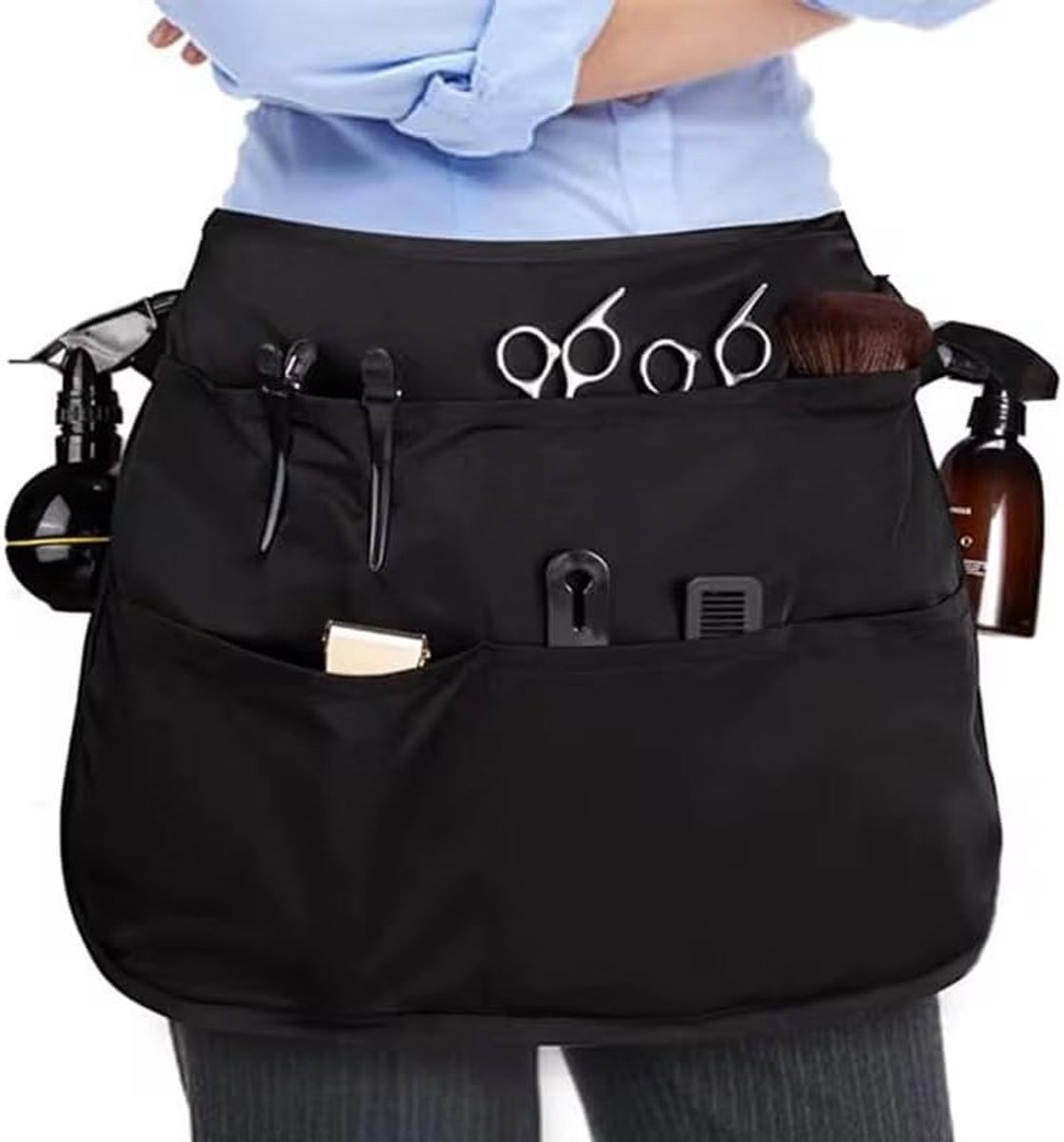kappersschort met verstelbare taille, beschermende schort met zakken voor schaar, tondeuse en accessoires