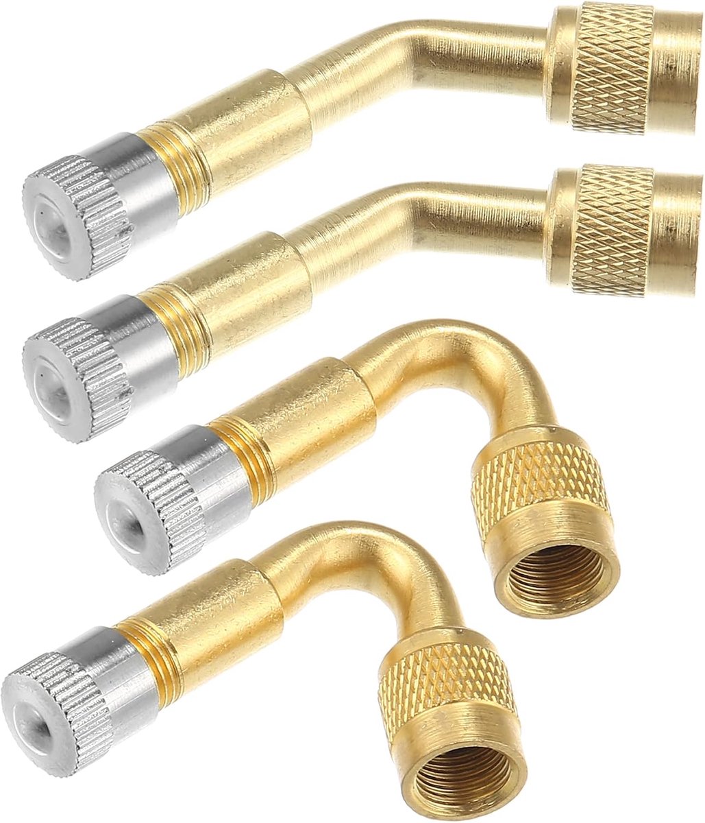 4 Stuks 45 135 Graden Bandventielverlengstukken Met Stofdop Gouden Kleur