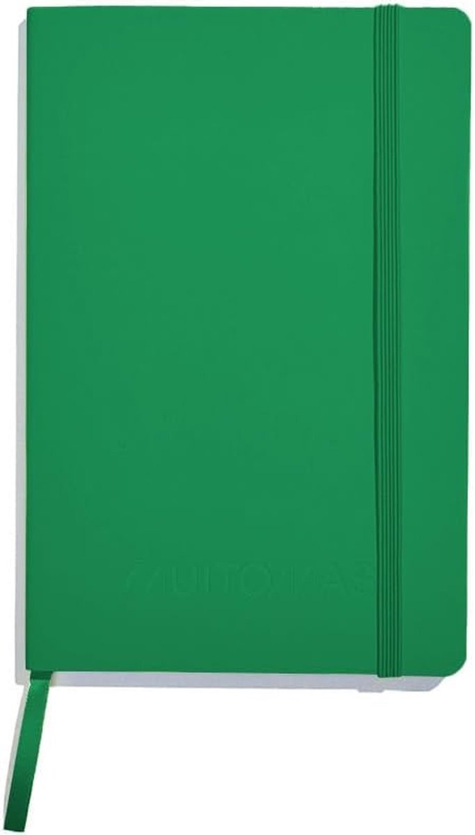 Notes A5, notitieboek voor kantoor, met zachte omslag, binnenzak en elastische bandsluiting, 120 gelinieerde vellen, 13 x 21 cm, groen
