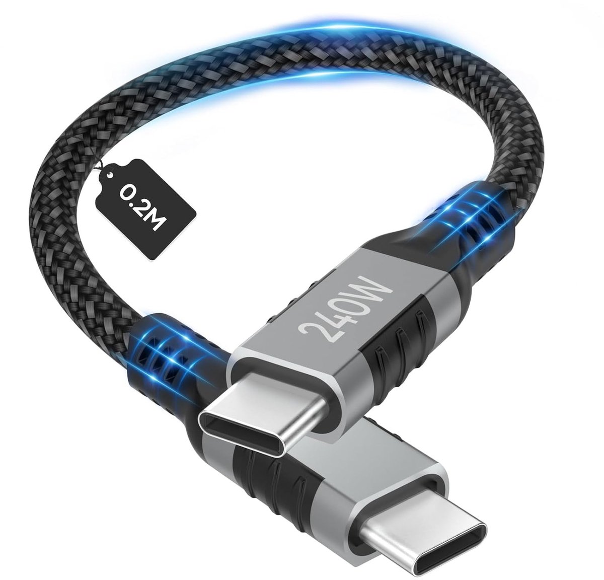 240W USB-C naar USB-C Oplaadkabel, PD Type-C Laadkabel, Supersnel Opladende USB-C Kabel voor iPhone 17 16 15 Pro Max Plus, MacBook iPad Air, Samsung S25 S24 Ultra, Steam Deck - 0.2M