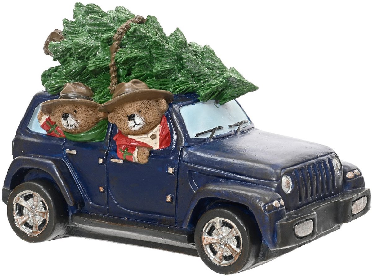 Kaemingk kerstfiguur beren in terreinwagen 19 cm polyresin