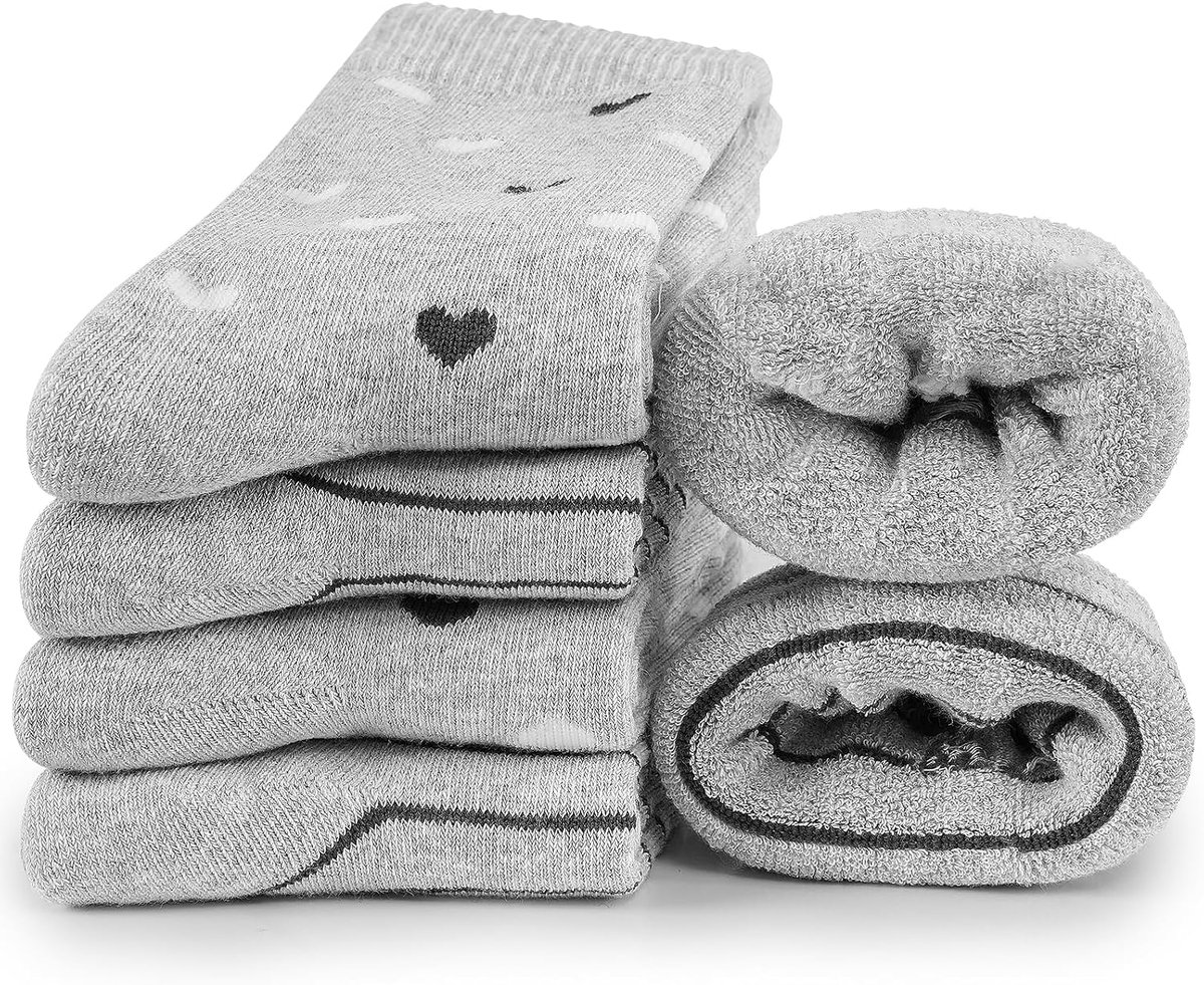 Winterwarmte Socks–Dikke Comfortabele Crew Socks Met Frottezool,Geschikt Voor Binnen en Buiten,6 Paren, Maten 35-38 39-42, Eénkleurig en Gestreept