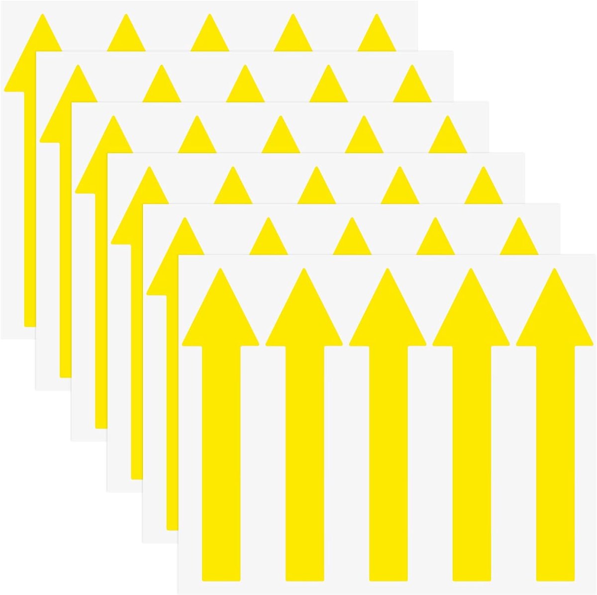 METERXITY 6 stuks pijlstickers, 120 x 30 mm, pvc, waterdicht, zelfklevend, richtingspijlen, verwijderbare, directionele vloerstickers, stickers voor muurmarkering/verkeersbord [geel]