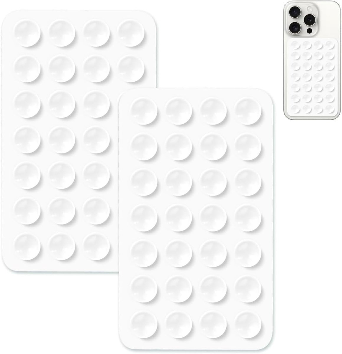 28 zuignappen siliconen zuignap telefoonhoeshouder, handsfree sterke grip houder voor selfies en video's, antislip kleverige telefoongreep voor alle smartphones (wit)