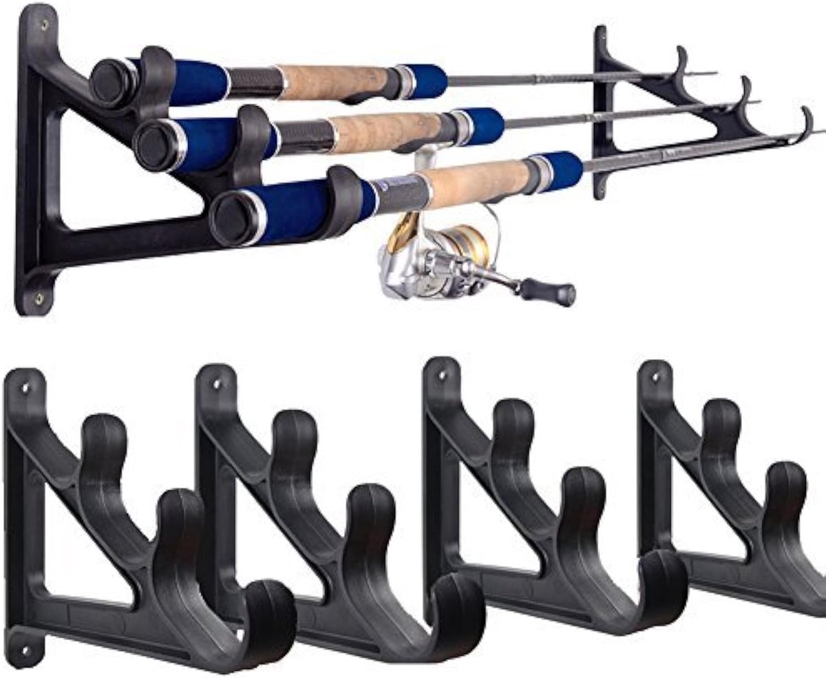 Horizontale wand Hengelhouder Rod Rack voor 3 hengels (twee paar)