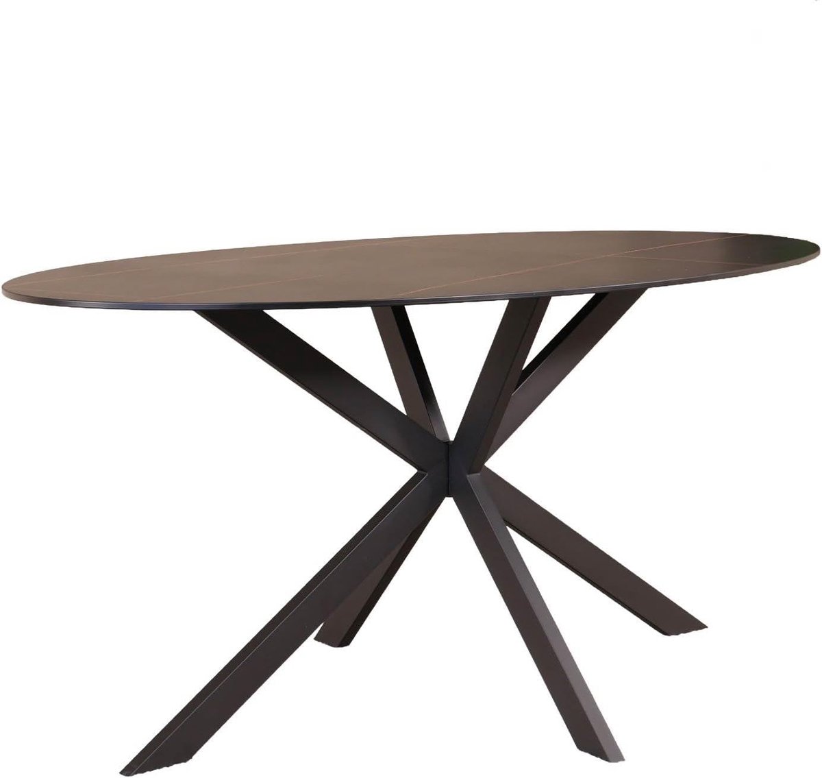 Eettafel ovaal 160cm Figo marmerlook zwart ovale tafel steen