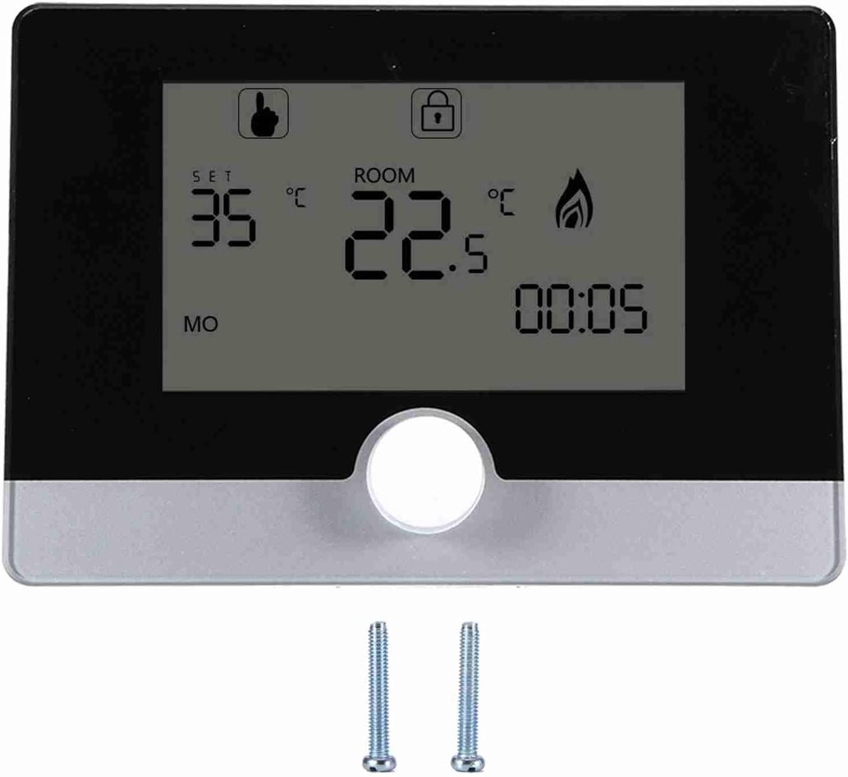 Temperatuurregelaar, temperatuur- en vochtigheidsregelaar, temperatuurregelaar, digitale programmeerbare thermostaat, FTVOGUE voor wandketelverwarmingssysteem (zwart)