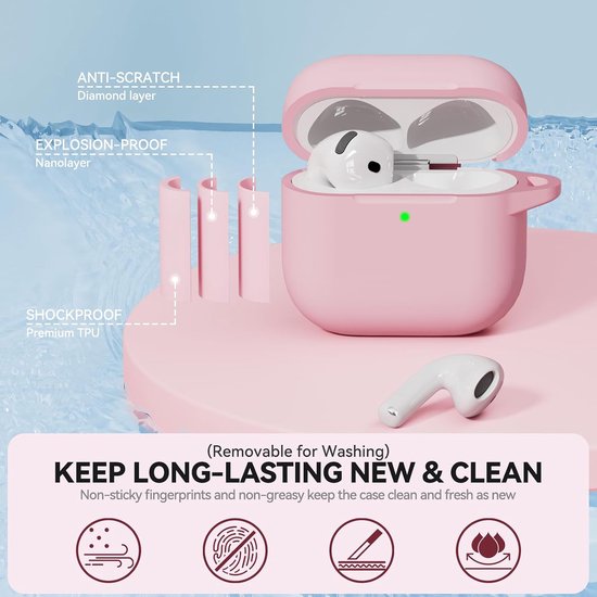 Siliconen voor AirPods 4 Hoes, B1-Light Pink — afbeelding 4