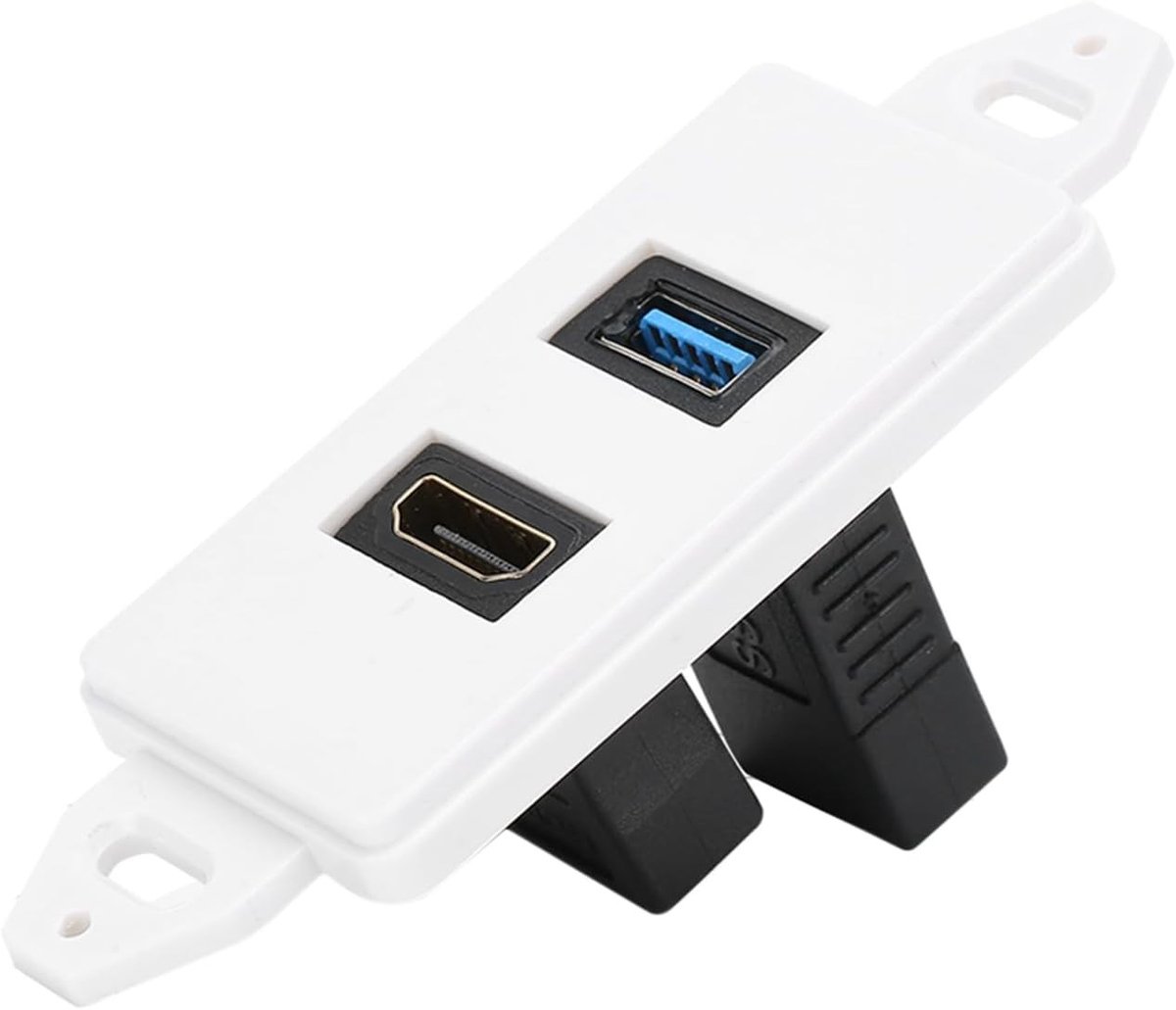 HDMI Wandplaat met USB 3.0, Multimedia Frontpaneel voor Projector, Thuisbioscoop en Audio-Video Verbindingen