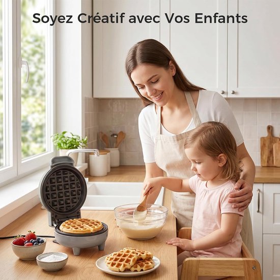 YASHE mini-wafelijzer - 10 cm - 550 W - antiaanbak - grijs van YASHE® — afbeelding 5