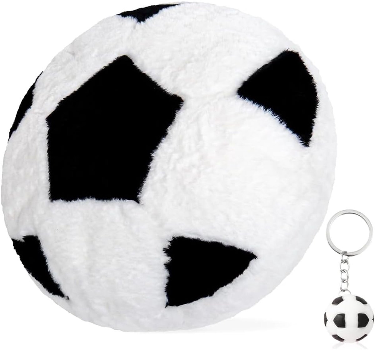 Thema pluche kussen, pluche speelgoed plue voetbal speelgoed & sleutelhanger voetbal, harige stoffen bal, zacht speelgoed, cadeau voor jongens, 35 x 35 cm