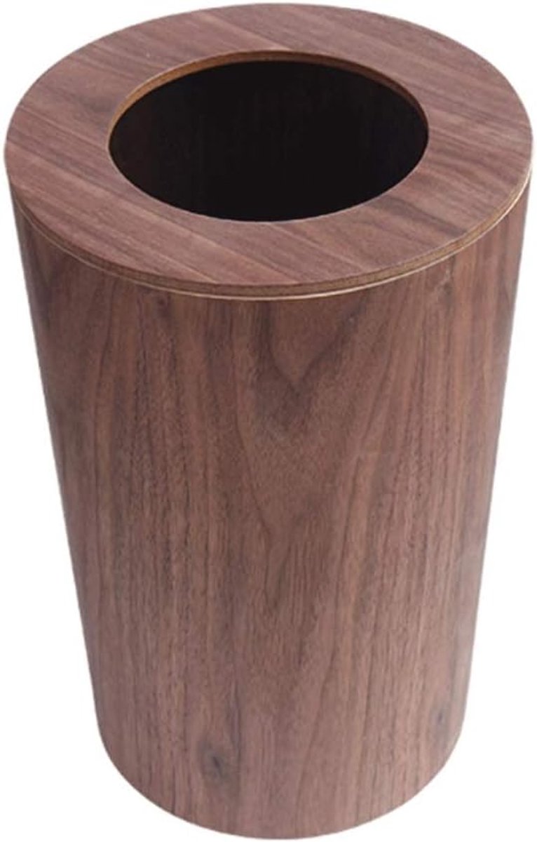 Prullenbak Vuilnisbak Nordic Style, Houten, 3.2L / 2.1gallon, licht bruin, bruin, donker bruin, vuilnisbak met Deksel voor Vuilnisbak (Color : H, Grootte : 12L)