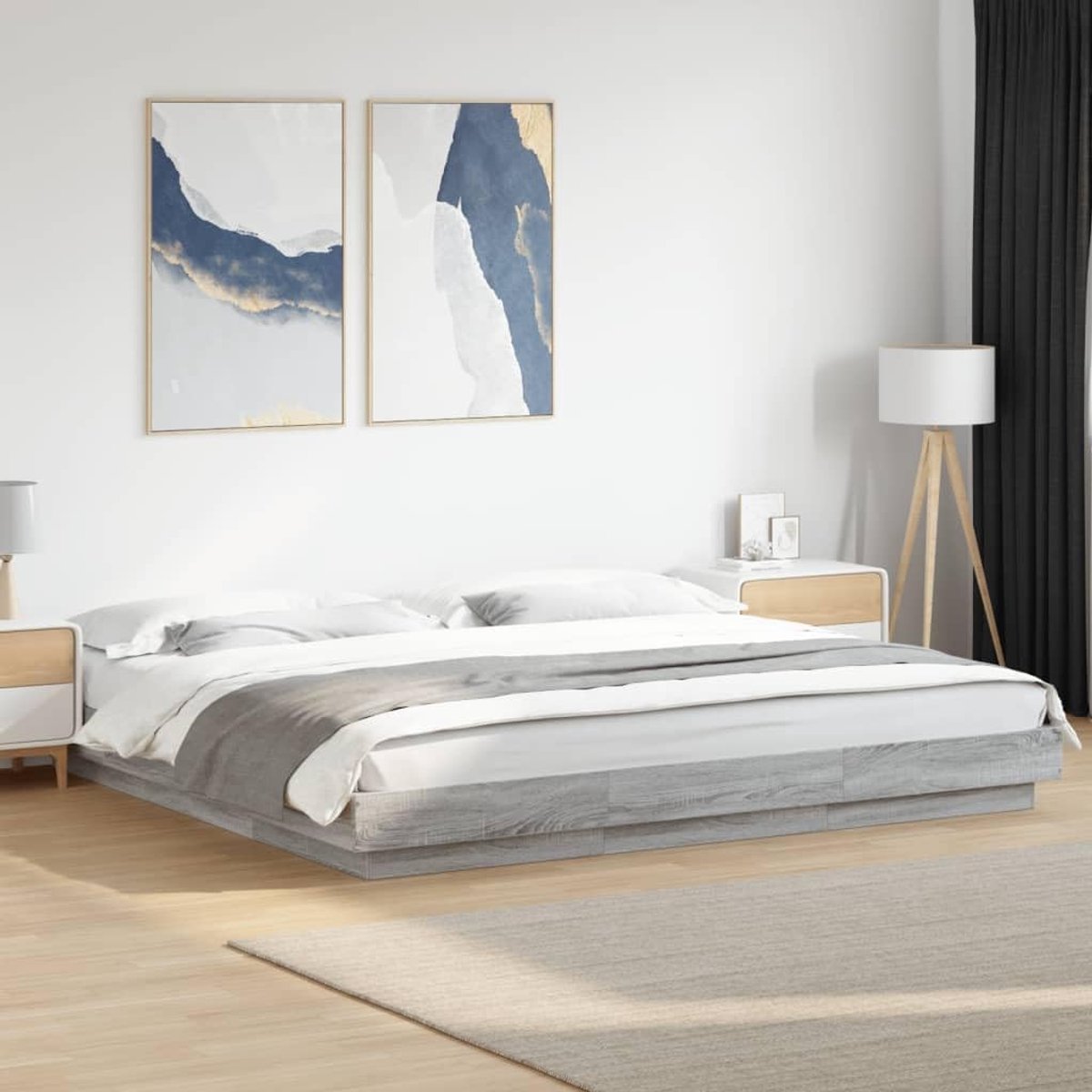 Hout lattenbodem modern grijs sonoma 180x200 cm