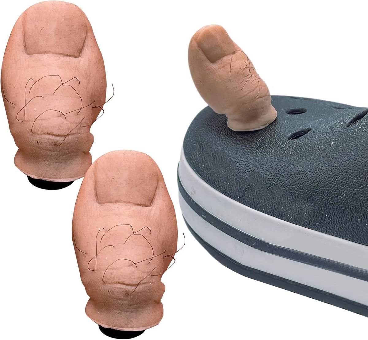 Tenen voor Crocs, 2 stuks accessoires stickers grappige schoenbedels, mini 3D stereoscopische teen grappige croc accessoires, nep toe klomp schoenen bedels voor kinderen volwassenen en