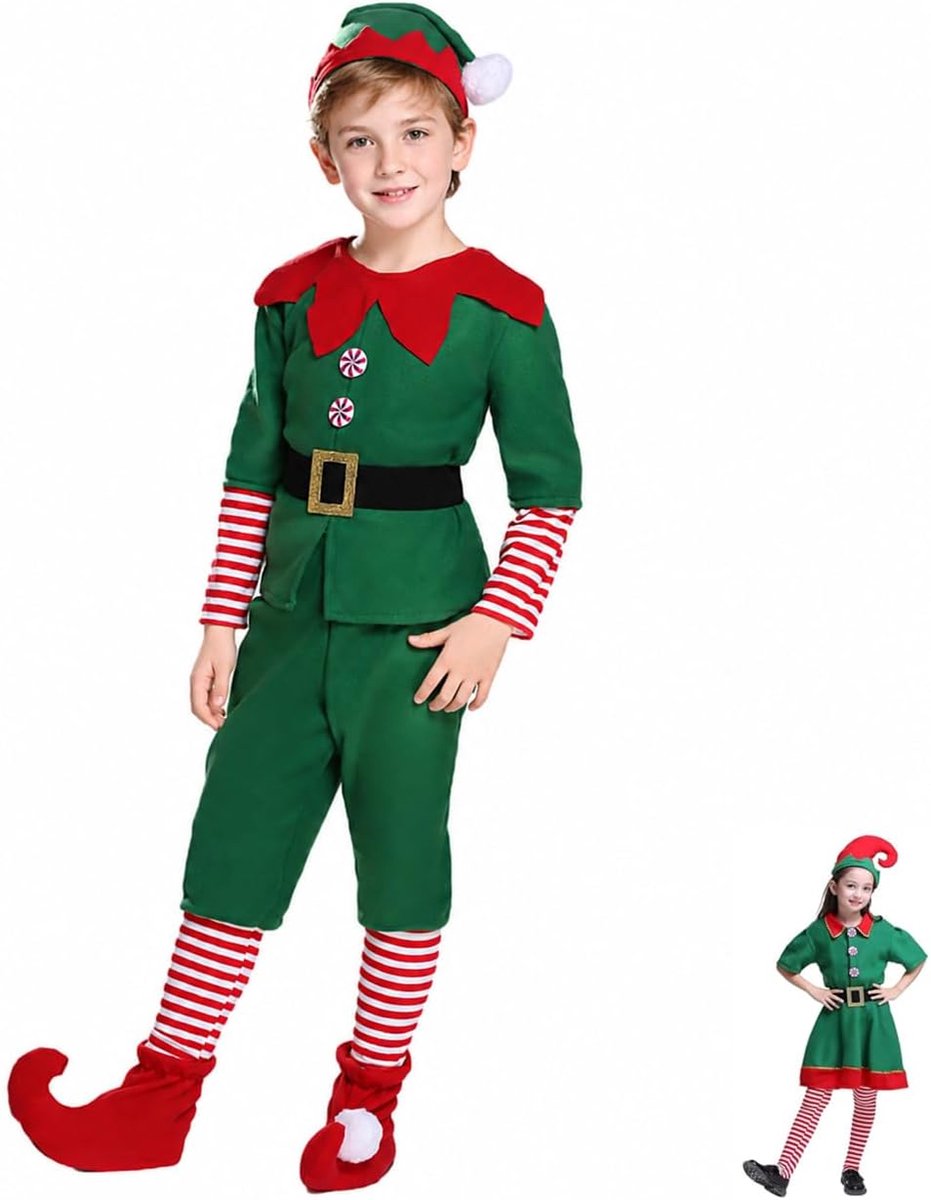 Kerst kostuum voor kinderen Jongen Meisje,Elf Costume voor kinderen,Kerst kostuum voor Nieuwjaar Cosplay Carnaval Maskerade Kinderen Verjaardagsfeest Halloween