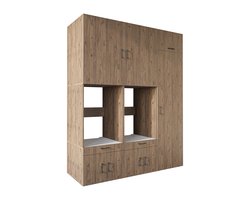 Roomart SERIE 3 Wasmachine Ombouwkast 194x240 cm - Dubbele Kast met Hoge Kast 60 - Eiken