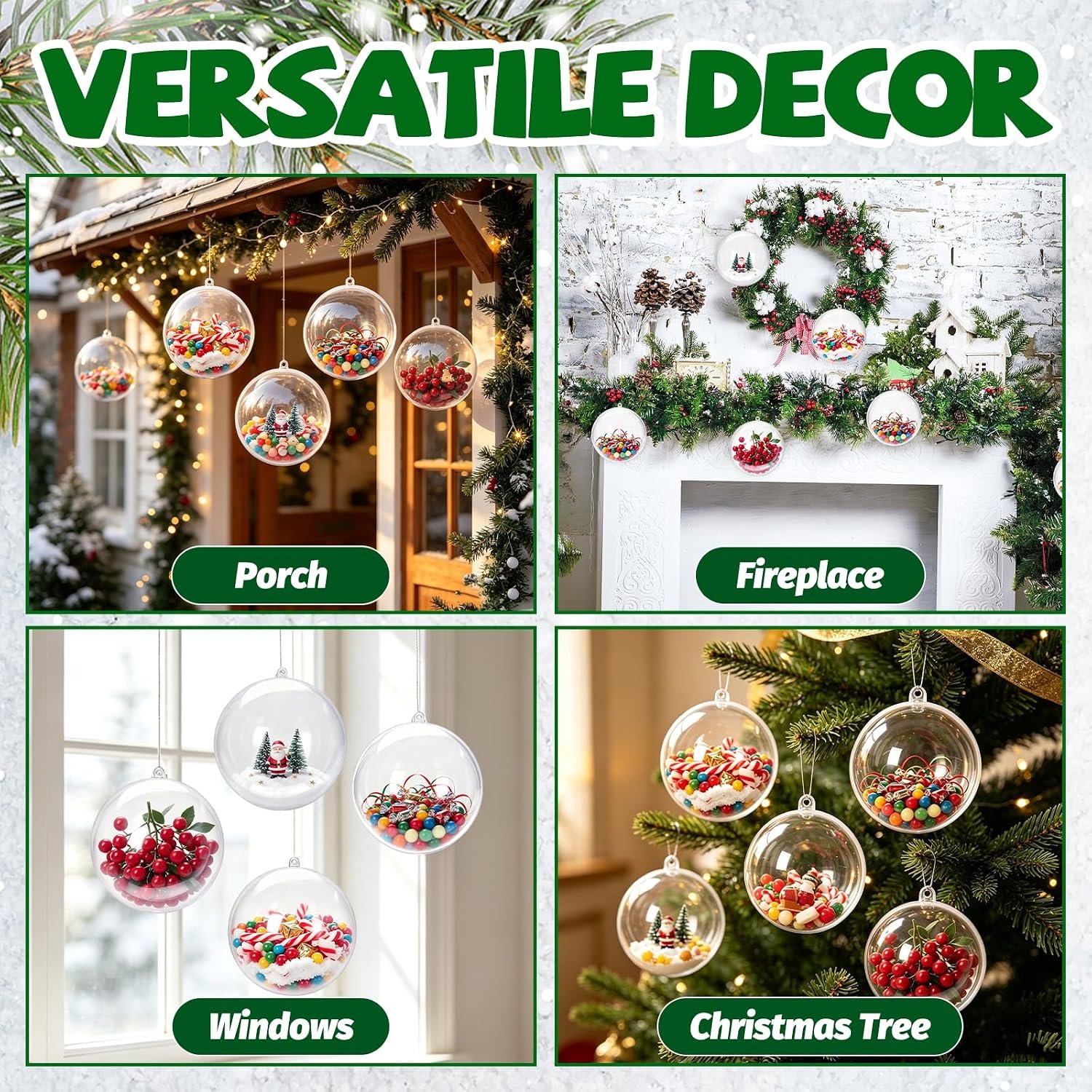 Transparante Kerstballen - Kerstballen om te Vullen - DIY Kerstballen - Vulbare Kerstballen - Kunststof Kerstballen - 8 cm - Set van 20 - Transparant – foto 5