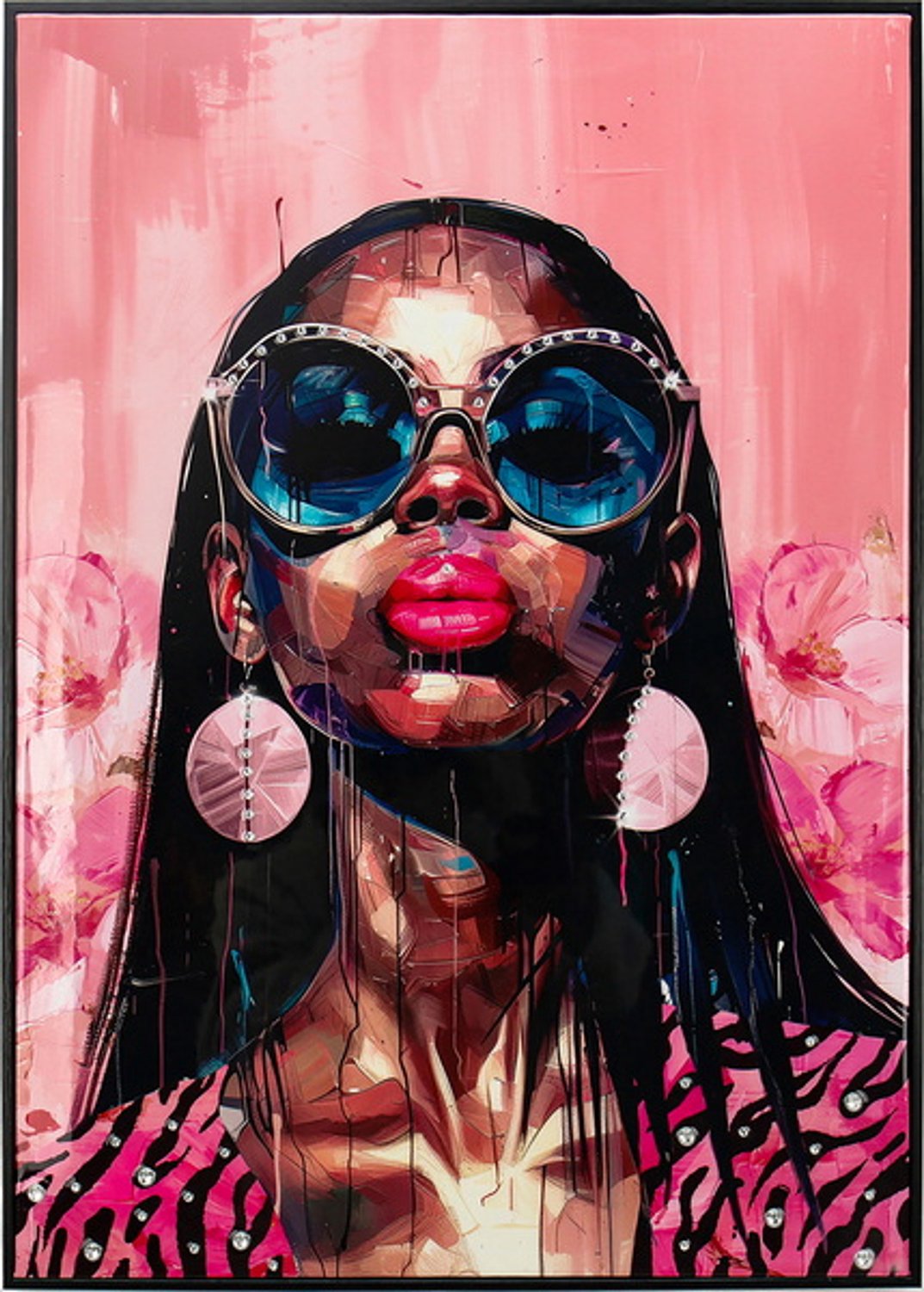 Schilderij bold lady pink 50x70cm