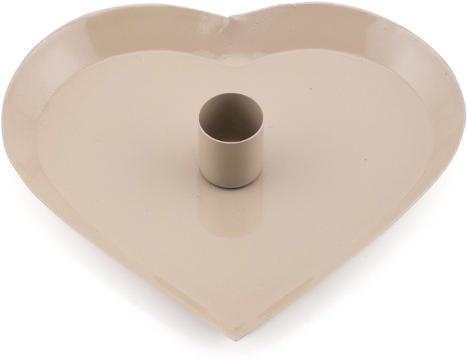 Kaarsenstandaard hart beige 16cm