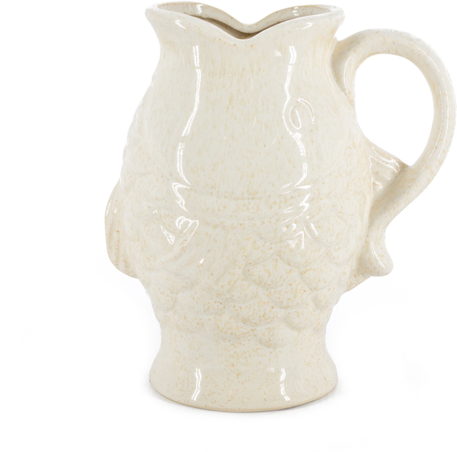 Aardewerk jug vis S beige