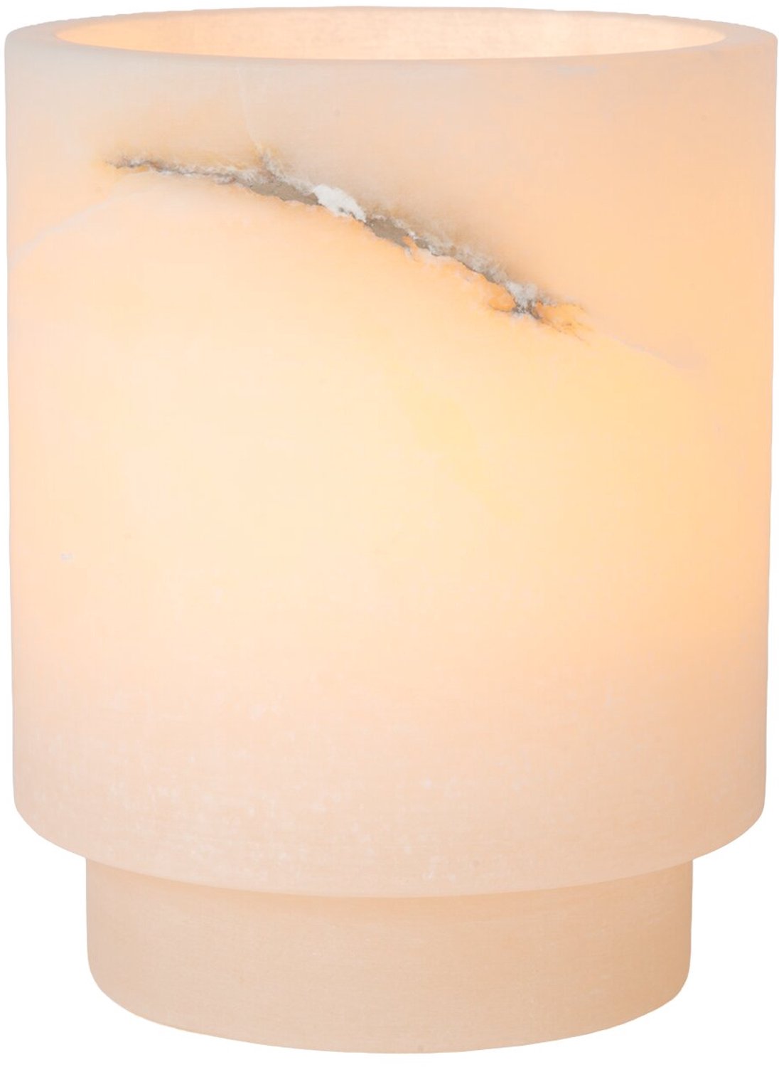 Atmooz Mick M Theelichthouder - Luxe Alabaster Waxinelichthouder - Ø14 x H18 cm - Natuursteen Windlicht - Modern Sfeerlicht Wit