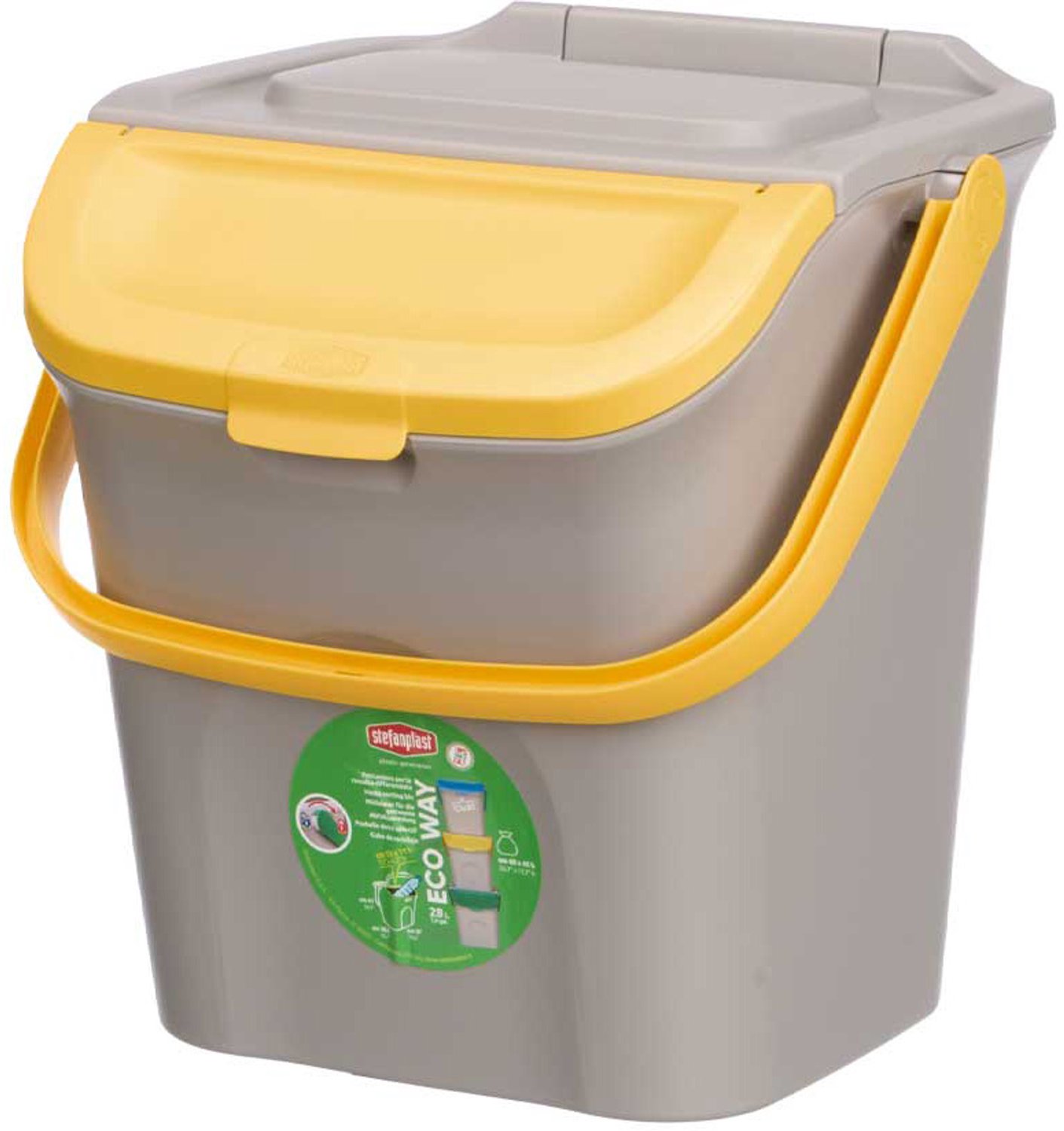 StefanPlast - Prullenbak - Afvalscheidingscontainer, 28 l - geel