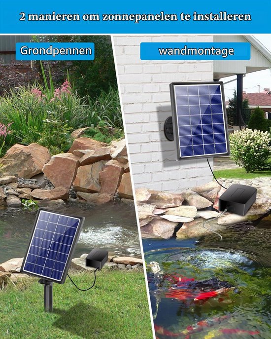 Vijverbeluchter Zonne-energie - 3,5 W Met Accu - 2200 mAh Batterij - Waterdicht IPX5 - Voor Visvijvers En Aquaria — afbeelding 3